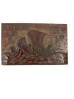 WW2 German Wooden Souvenir Box With Viking Ship