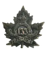 WW1 Canadian CEF 133rd Battalion Collar Insignia Single WW1 Canadian CEF 133rd Battalion Collar Insignia Single
