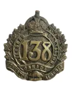 WW1 Canadian CEF 138th Battalion Collar Insignia Single