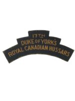 WW2 17th Duke of York Royal Canadian Hussars Canvas Shoulder Title Insignia Single
