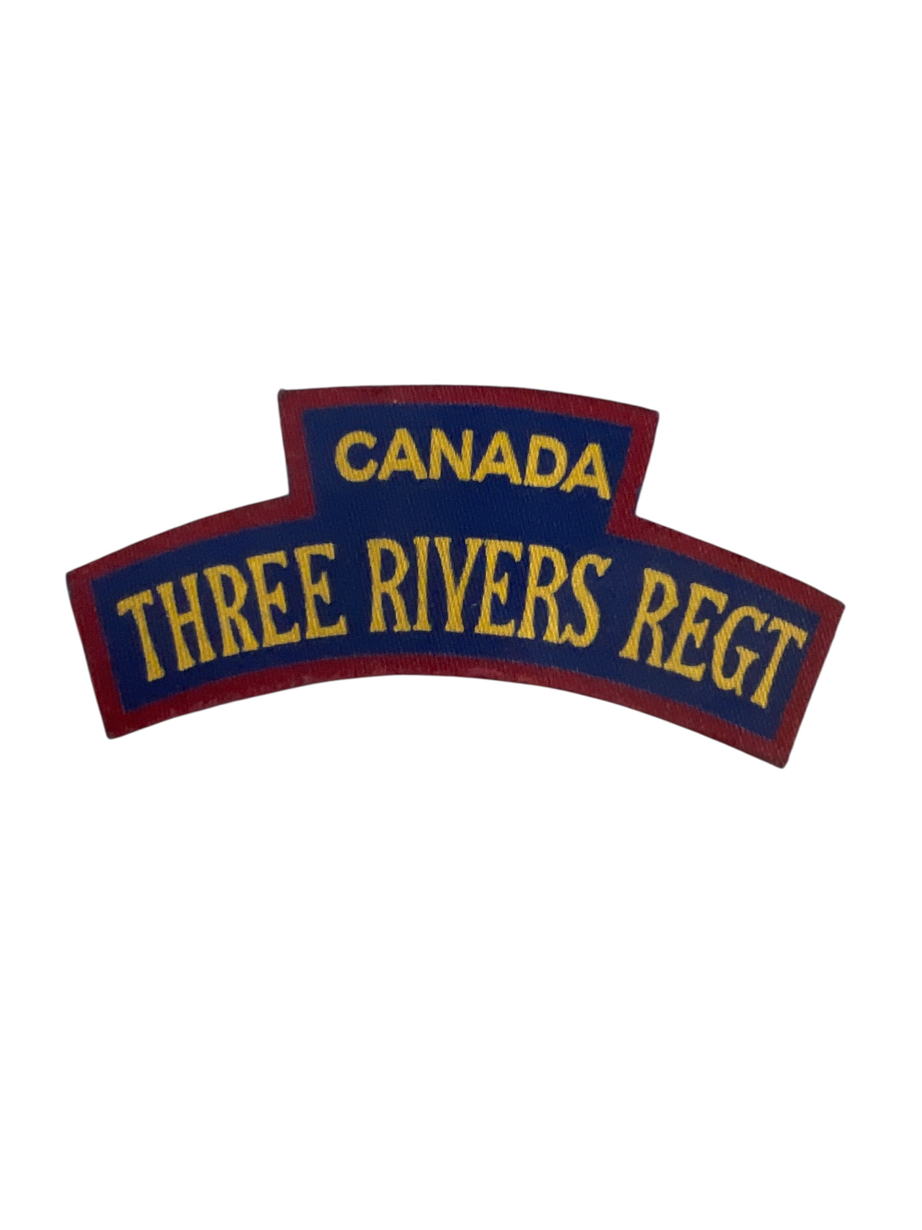 WW2 Canadian Three Rivers Regiment Canvas Shoulder Title Insignia Single WW2 Canadian Three Rivers Regiment Canvas Shoulder Title Insignia Single