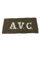 WW1 British Army Veterinary Corps A.V.C. Slip-On Insignia Single WW1 British Army Veterinary Corps A.V.C. Slip-On Insignia Single