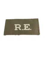 WW1 British BEF Royal Engineers R.E. Slip-On Insignia Single WW1 British BEF Royal Engineers R.E. Slip-On Insignia Single