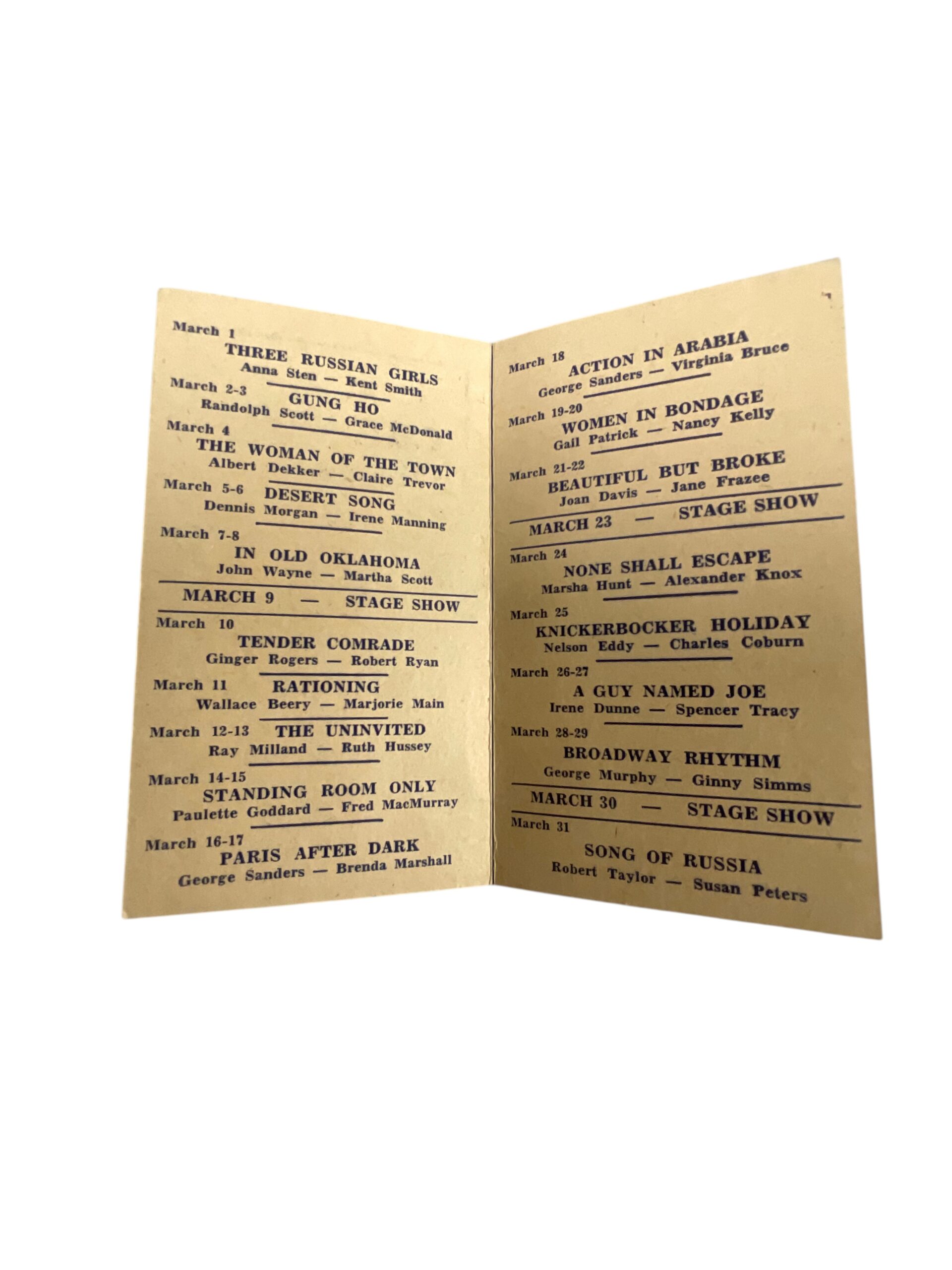 WW2 Canadian RCAF Camp Borden Theater Program Dated March 1944 WW2 Canadian RCAF Camp Borden Theater Program Dated March 1944