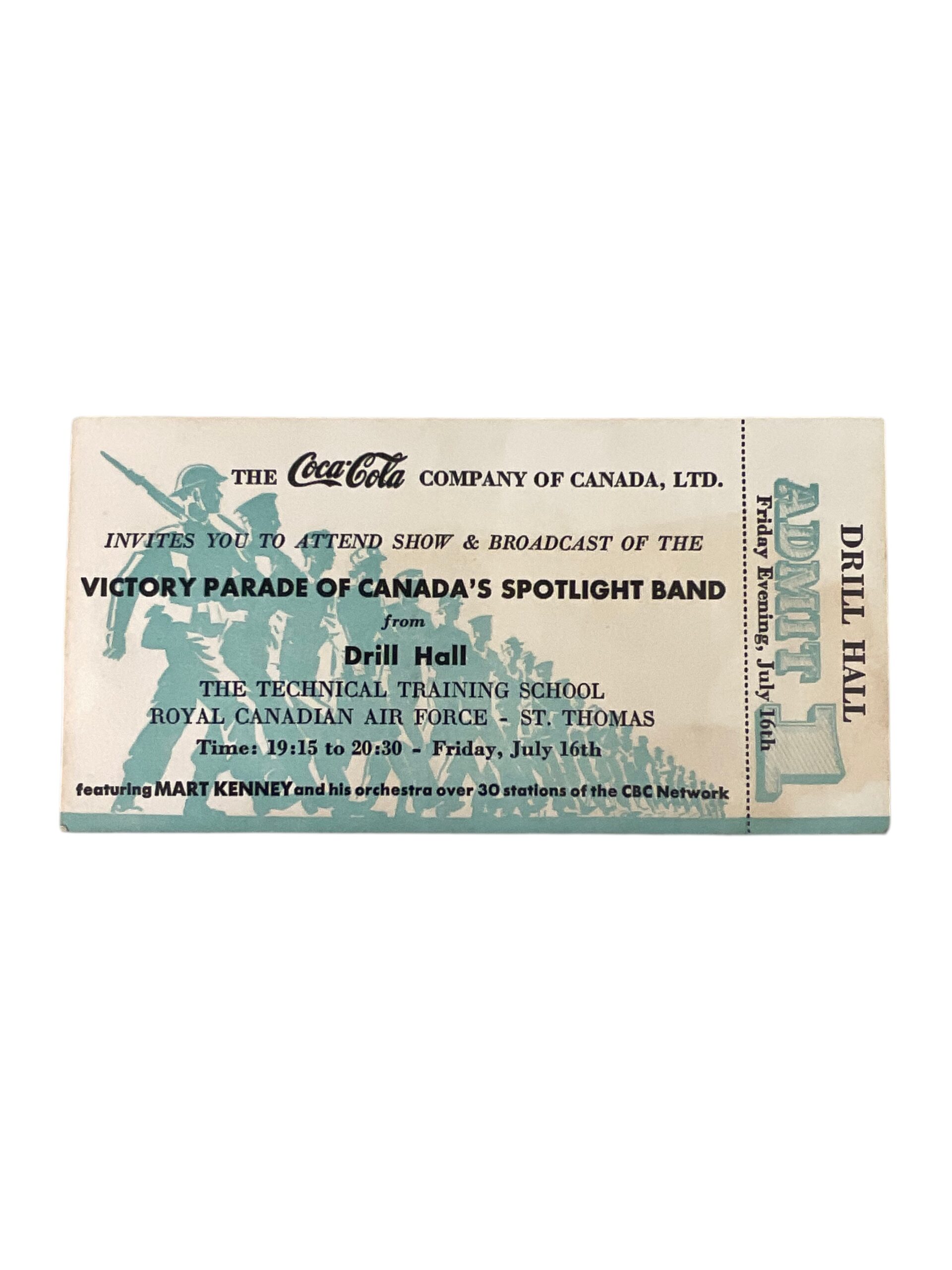 WW2 Canadian RCAF Victory Parade Coca-Cola Ticket WW2 Canadian RCAF Victory Parade Coca-Cola Ticket