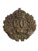 WW1 Canadian CEF 66th Battalion Collar Insignia Single WW1 Canadian CEF 66th Battalion Collar Insignia Single