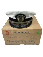 US USN Navy Commander Peak Cap Hat Size 7 1/8 In Bancroft Box