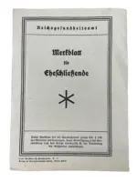 WW2 German Instructions Sheet For Wedding Couple GERMAN TEXT