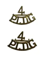 WW2 Canadian 4th PLDG Princess Louise Dragoon Guards Metal Shoulder Titles Insignia Pair