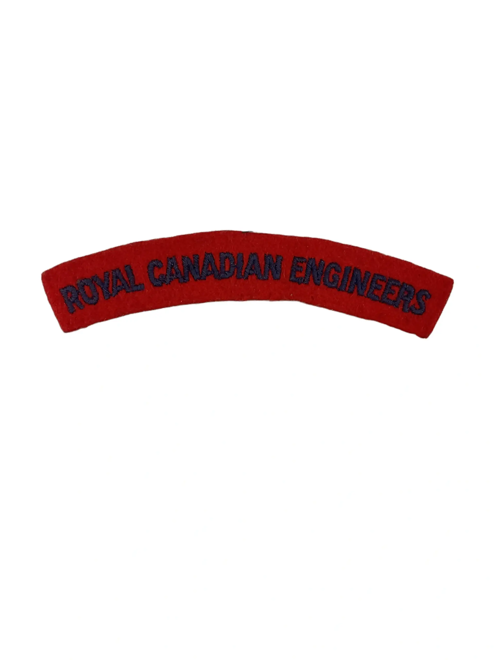 WW2 Royal Canadian Engineers British Made Starch Back Shoulder Title Insignia Single WW2 Royal Canadian Engineers British Made Starch Back Shoulder Title Insignia Single