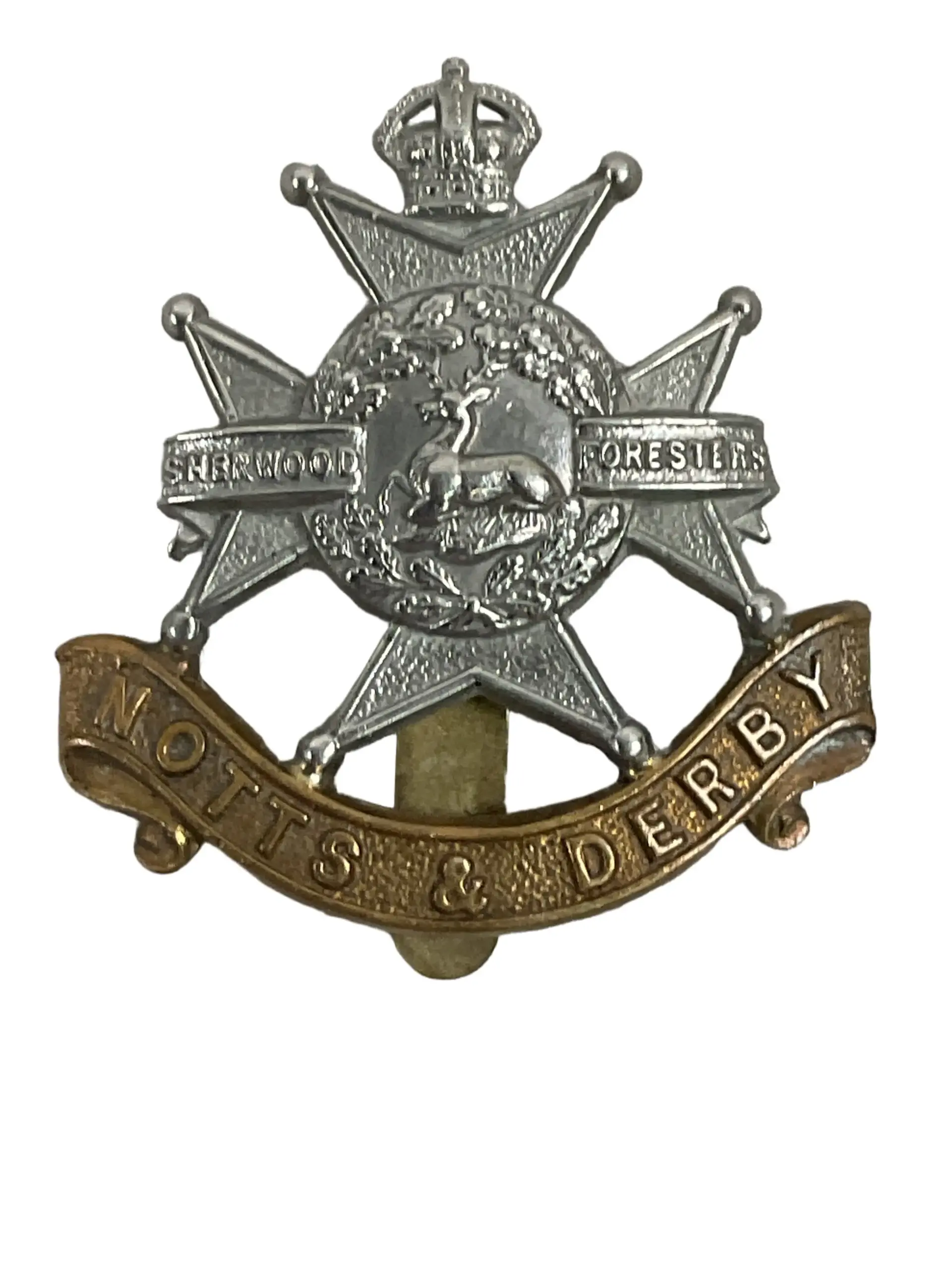 WW2 British Notts and Derby Sherwood Foresters Regiment Cap Badge WW2 British Notts and Derby Sherwood Foresters Regiment Cap Badge