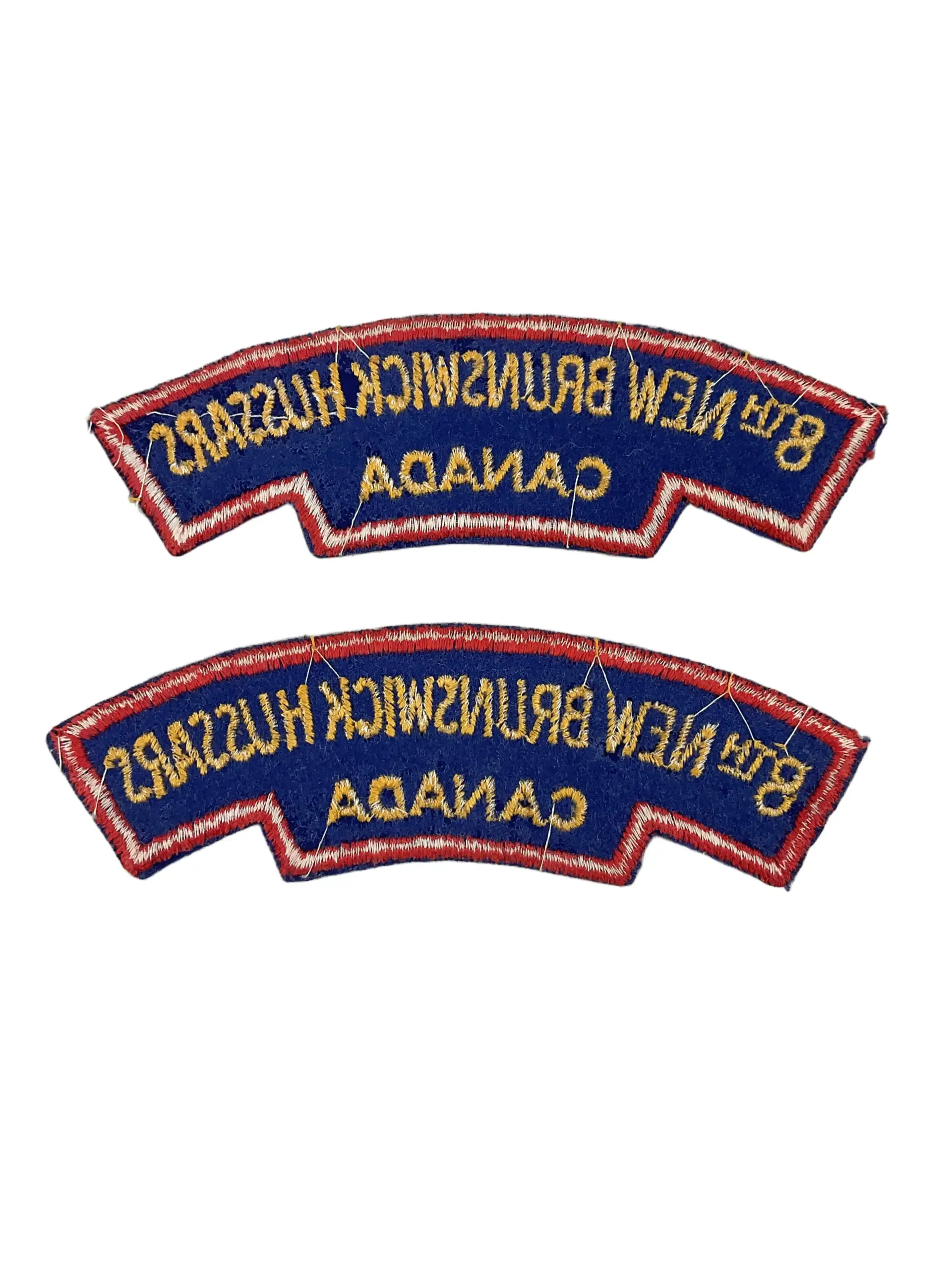 WW2 Canadian 8th New Brunswick Hussars British Made Starch Back Shoulder Titles Insignia Pair WW2 Canadian 8th New Brunswick Hussars British Made Starch Back Shoulder Titles Insignia Pair