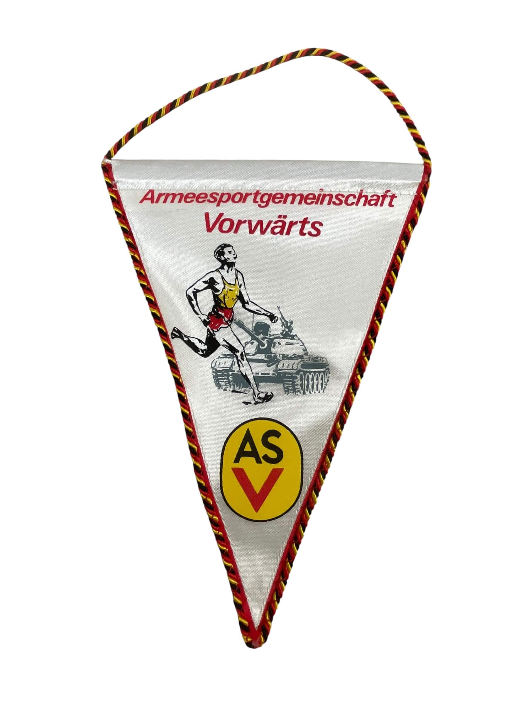 East German Army Sports Association Forward ASV Pennant 8" X 5 1/2" East German Army Sports Association Forward ASV Pennant 8" X 5 1/2"