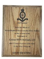 Canadian Forces 2nd RCHA Plaque 9" X 7"