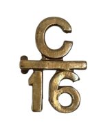 WW1 Canadian CEF 16th Battalion C Bar 16 Collar Insignia Single