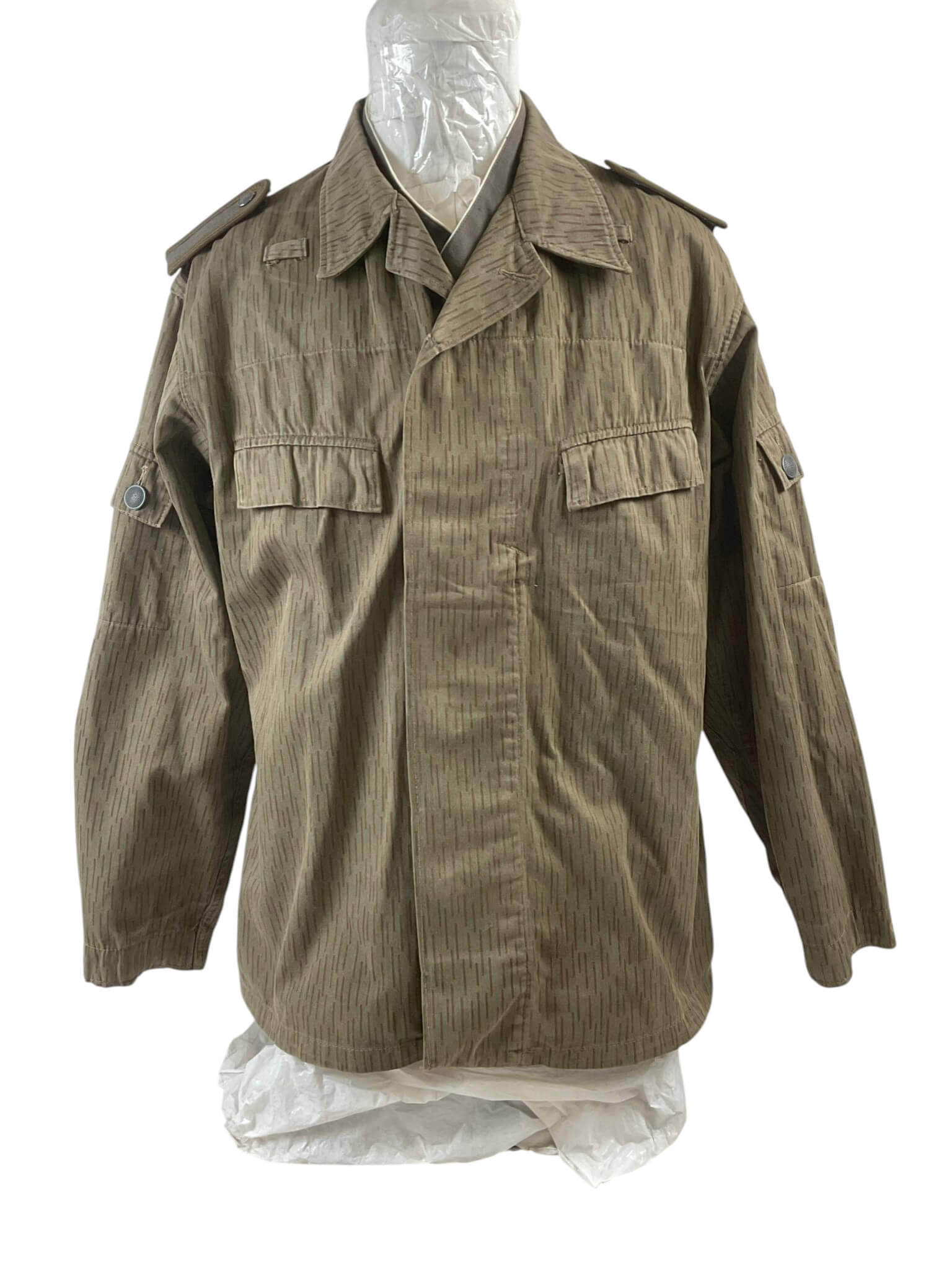 East German Rain Pattern Camouflage Jacket and Pants With White Long Sleeve Shirt East German Rain Pattern Camouflage Jacket and Pants With White Long Sleeve Shirt