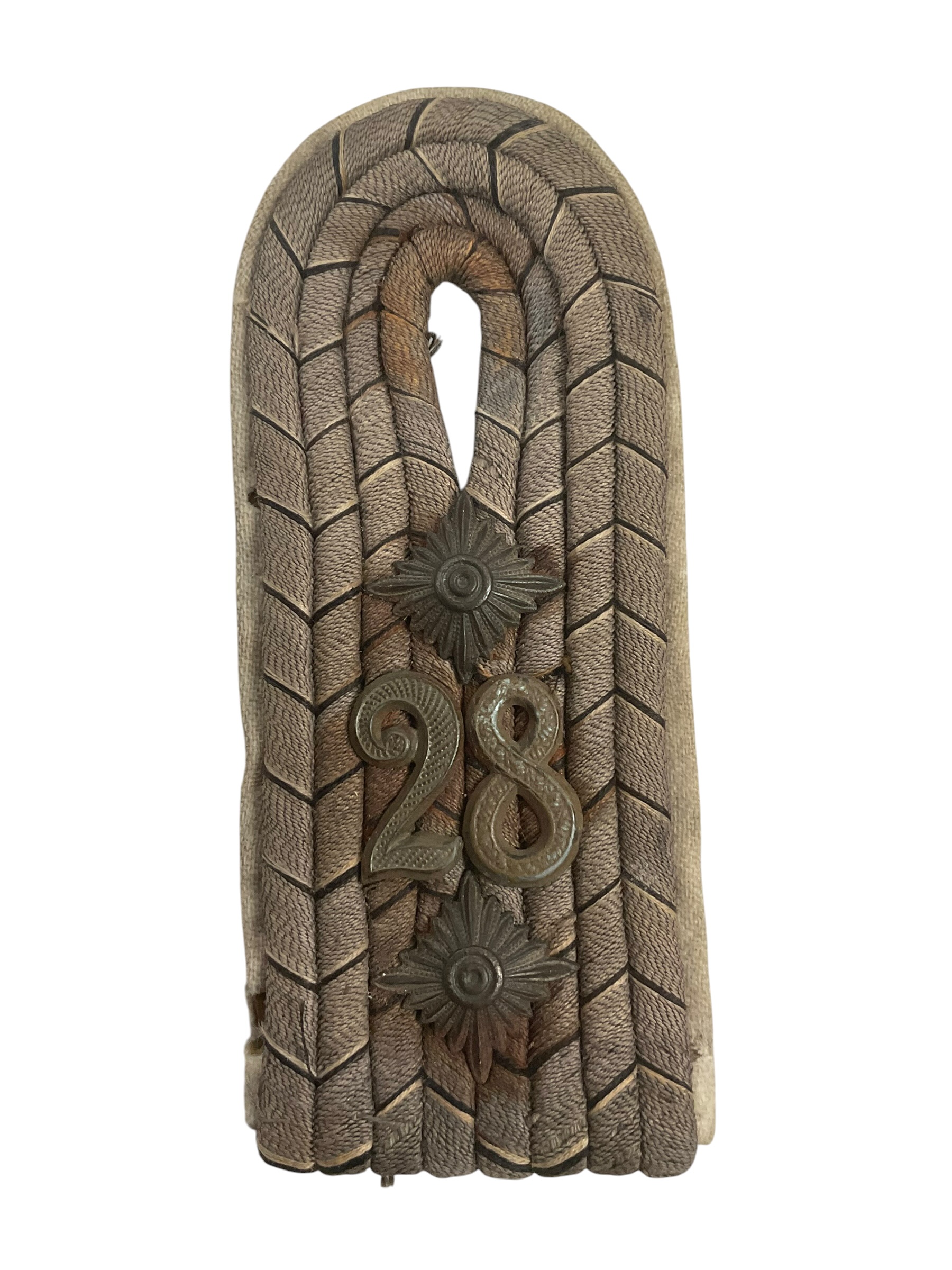 WW1 Imperial German 28th Infantry Officers Shoulder Board Insignia Single WW1 Imperial German 28th Infantry Officers Shoulder Board Insignia Single