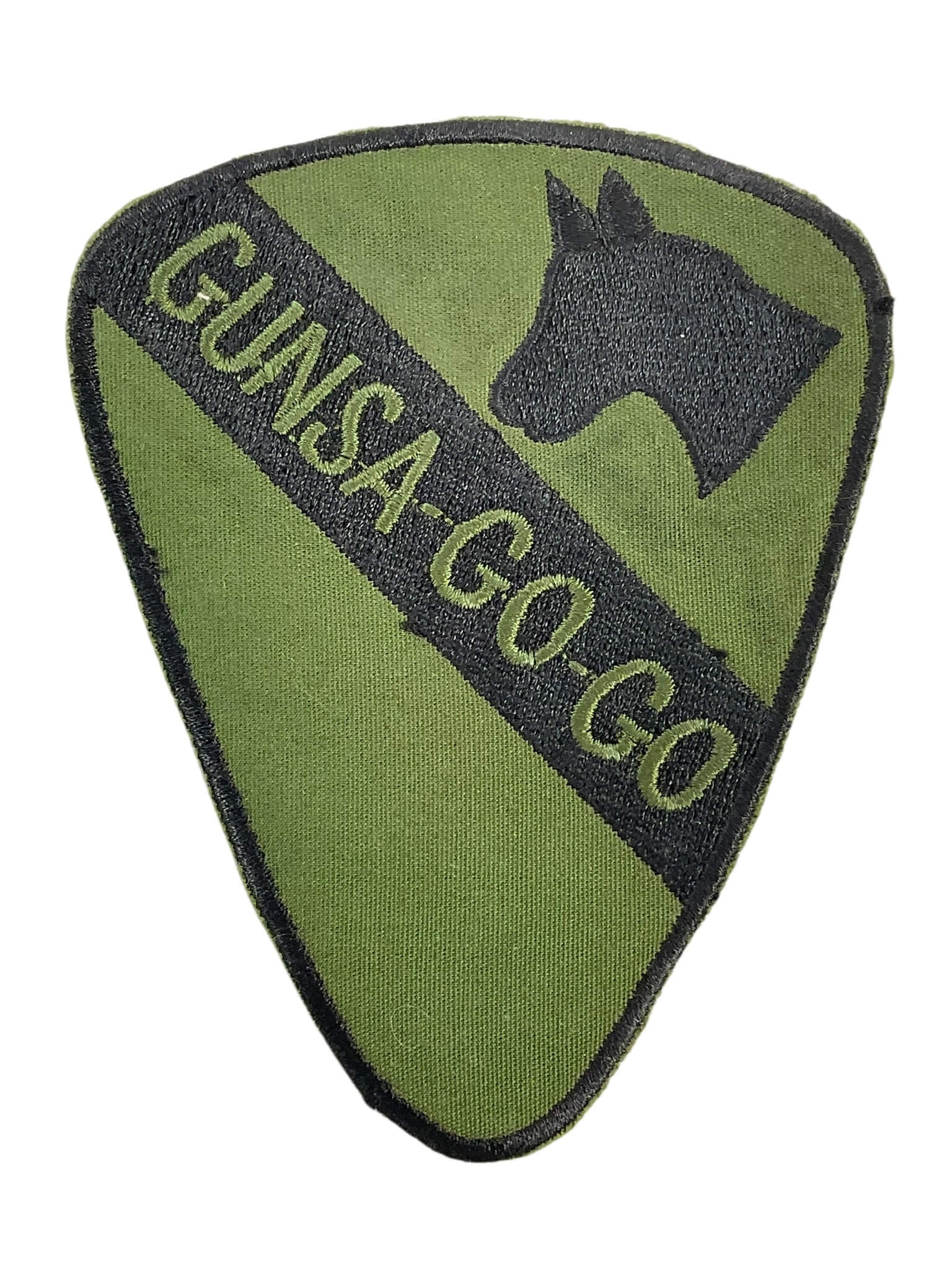 US 1st Cavalry Division Gunsa-Go-Go OD Green Theater Made Patch US 1st Cavalry Division Gunsa-Go-Go OD Green Theater Made Patch