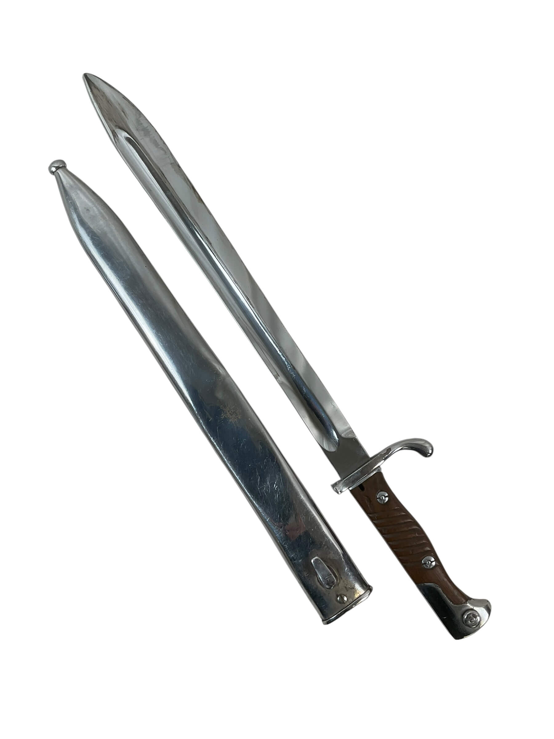 WW1 Imperial German C.G. Haenel Suhl S98 Bayonet and Scabbard Chromed WW1 Imperial German C.G. Haenel Suhl S98 Bayonet and Scabbard Chromed