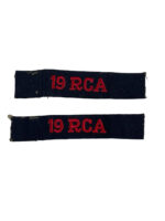 WW2 Canadian 19th RCA Shoulder Titles Insignia Pair