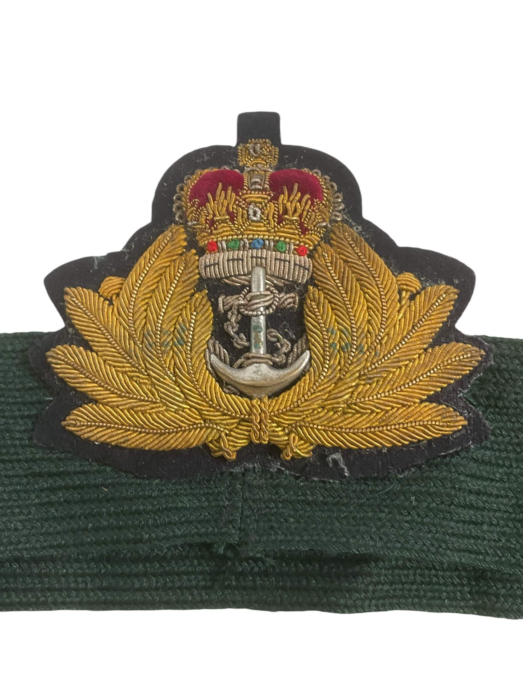 Canadian RCN Navy Officers Bullion Wire Cap Badge On Band Canadian RCN Navy Officers Bullion Wire Cap Badge On Band