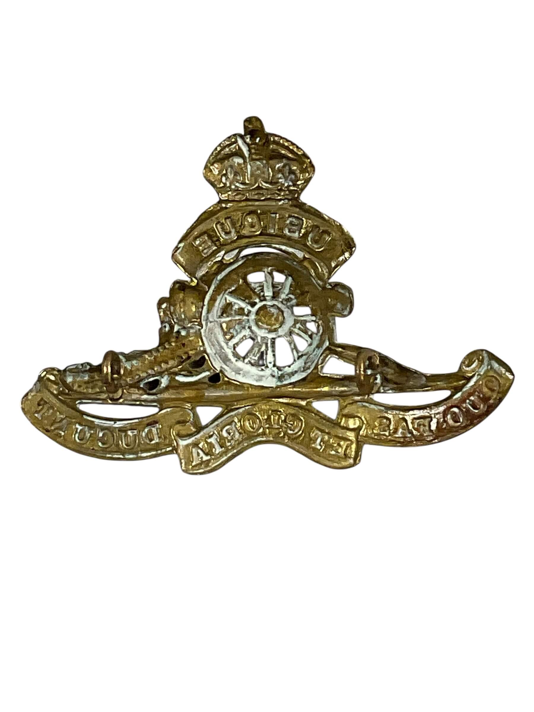 WW2 Canadian RCA Artillery Domed Cap Badge WW2 Canadian RCA Artillery Domed Cap Badge