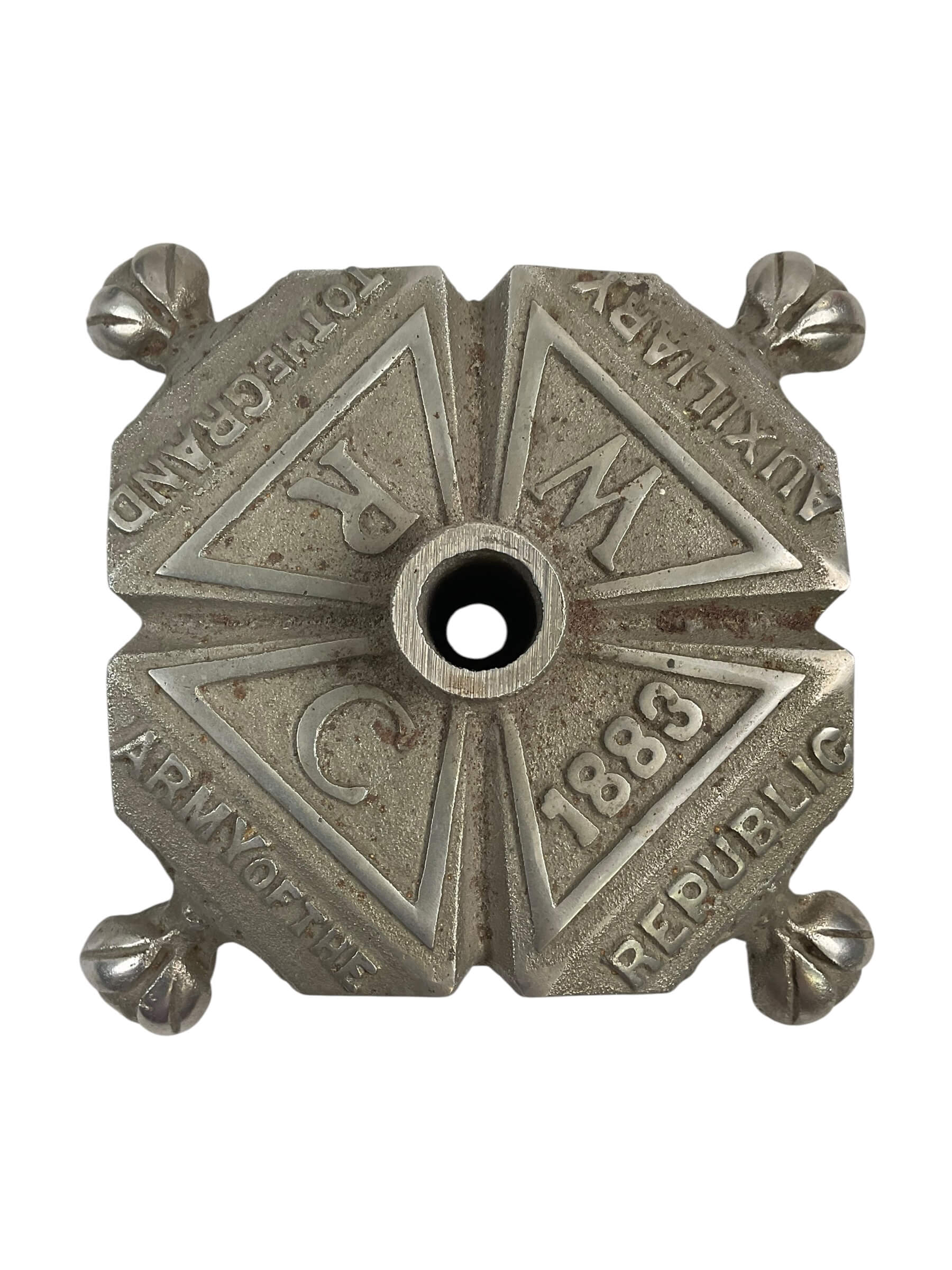 US Grand Army of the Republic Auxiliary Flag Pole Holder 8" X 8" X 3" US Grand Army of the Republic Auxiliary Flag Pole Holder 8" X 8" X 3"