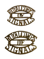 WW1 British BEF Royal Corps of Signals Shoulder Titles Insignia Pair