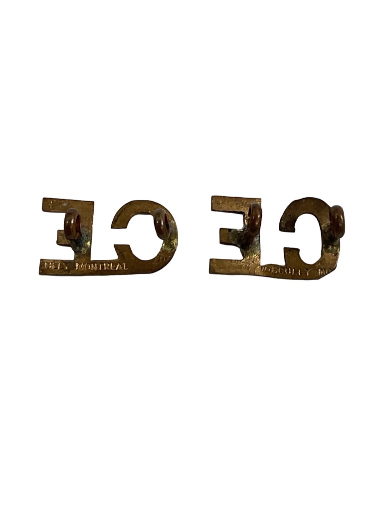 WW1 Canadian Engineers CE Shoulder Titles Insignia Pair WW1 Canadian Engineers CE Shoulder Titles Insignia Pair