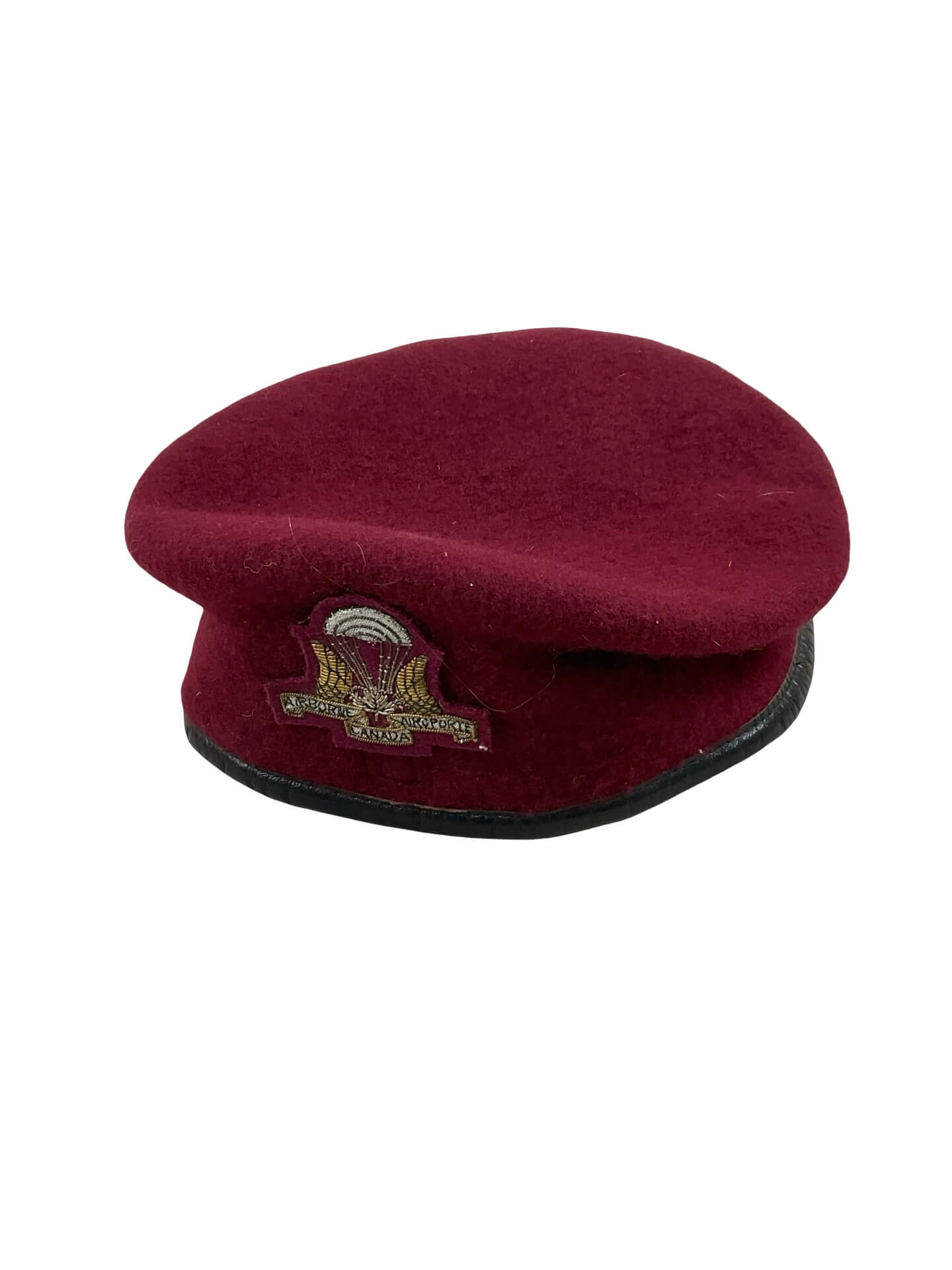 Canadian Forces Airborne Regiment Maroon Beret With Officer's Badge Size 7 1/4 Canadian Forces Airborne Regiment Maroon Beret With Officer's Badge Size 7 1/4