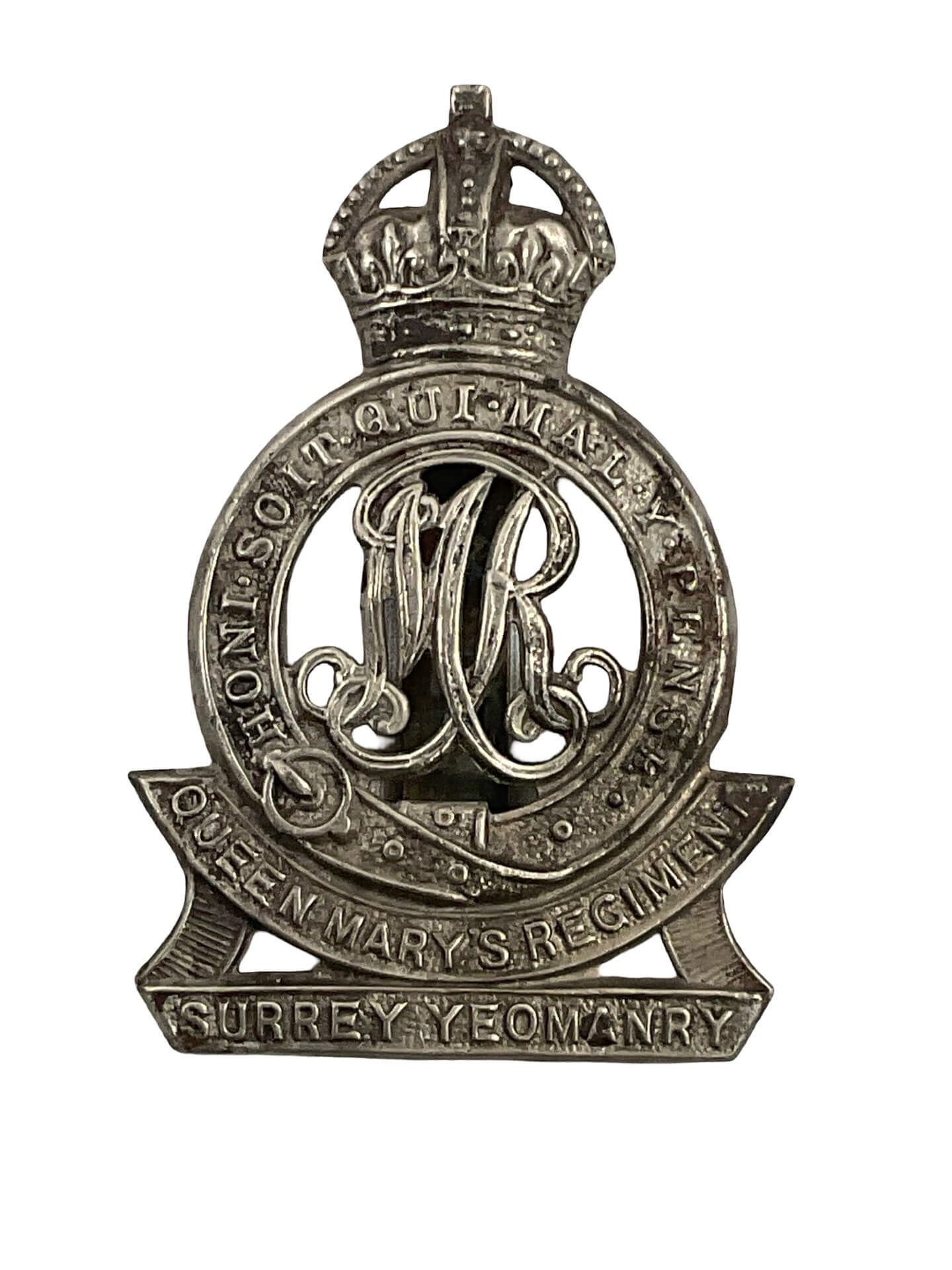 WW2 British Queen Mary's Regiment Surrey Yeomanry Cap Badge WW2 British Queen Mary's Regiment Surrey Yeomanry Cap Badge