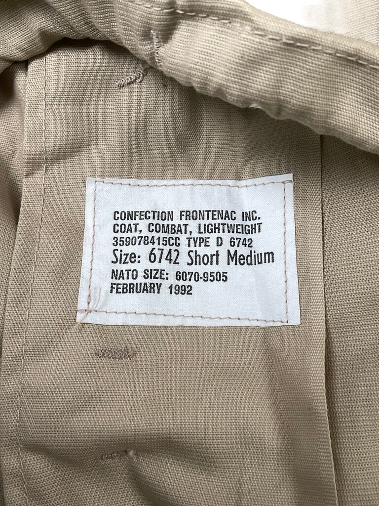 Canadian Army Tan Combat Shirt Somalia Type D Size 6742 Canadian Army Tan Combat Shirt Somalia Type D Size 6742