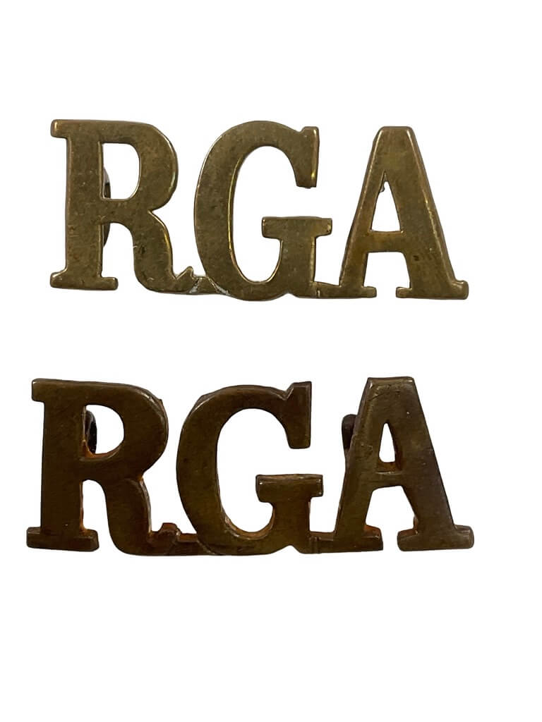 WW1 British BEF Royal Garrison Artillery Shoulder Titles Insignia Pair WW1 British BEF Royal Garrison Artillery Shoulder Titles Insignia Pair