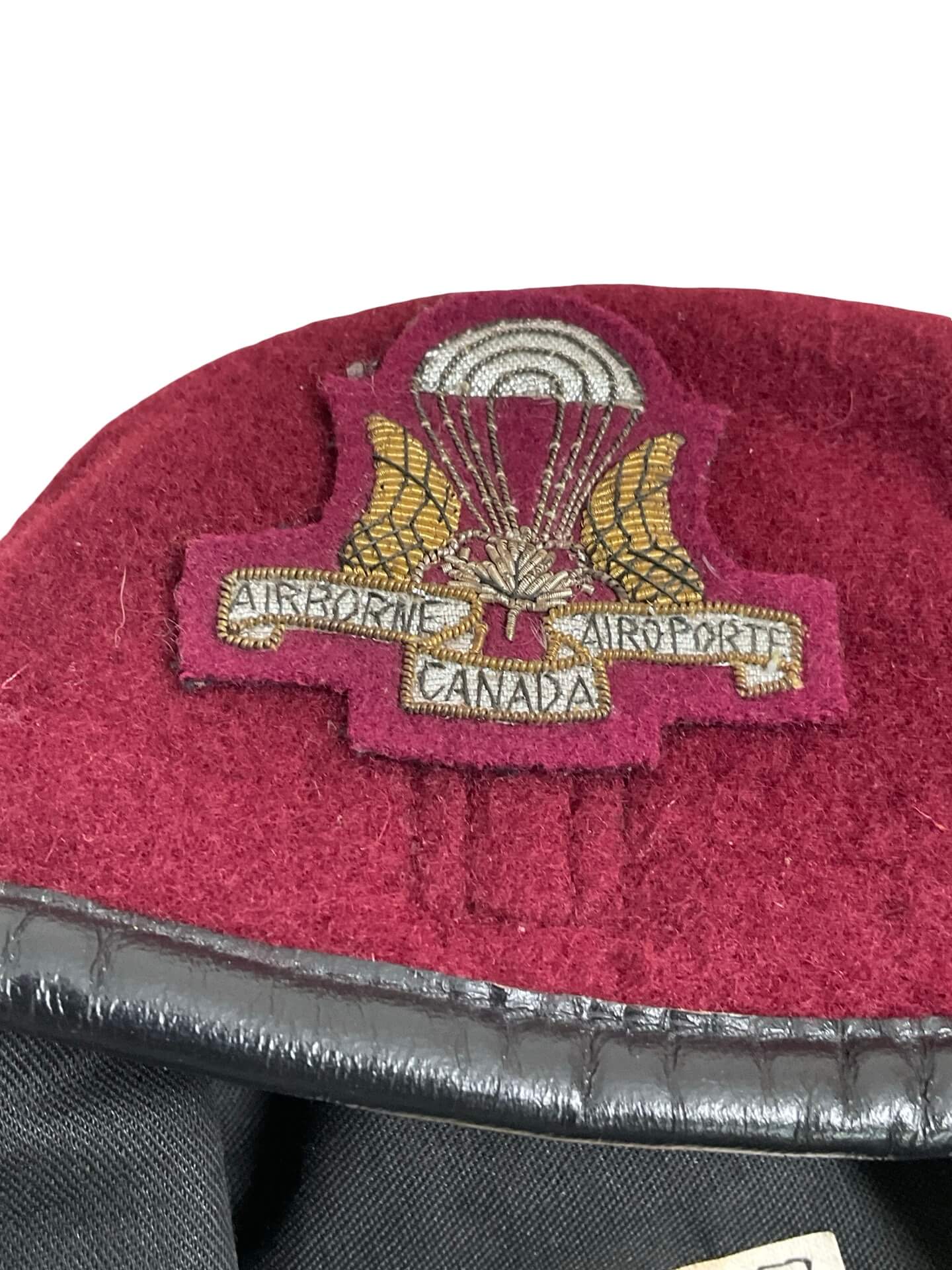 Canadian Forces Airborne Regiment Maroon Beret With Officer's Badge Size 7 1/4 Canadian Forces Airborne Regiment Maroon Beret With Officer's Badge Size 7 1/4