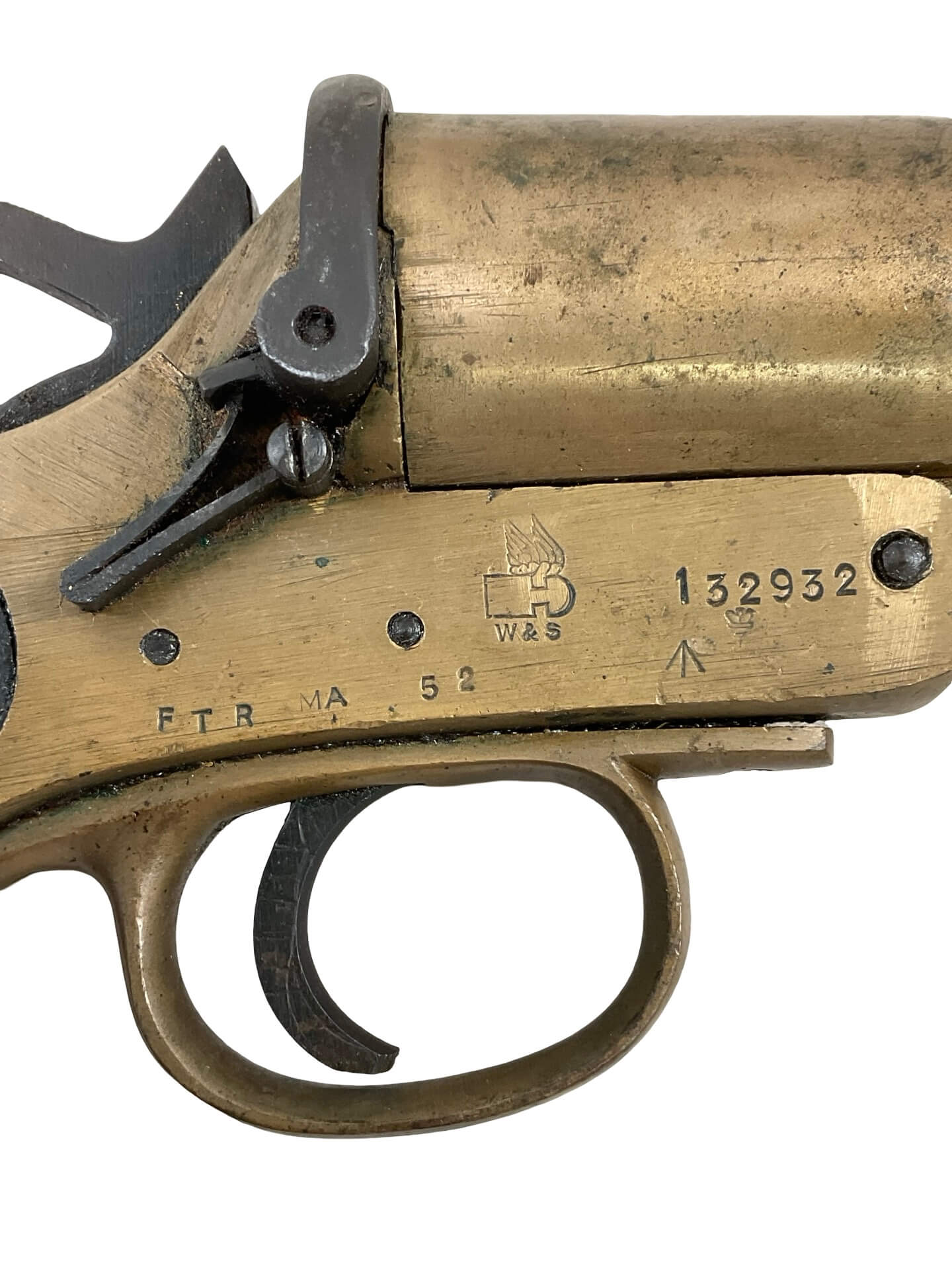 WW1 British Webley and Scott Brass Flare Pistol Dated 1918 ANTIQUE NO PERMIT REQUIRED WW1 British Webley and Scott Brass Flare Pistol Dated 1918 ANTIQUE NO PERMIT REQUIRED