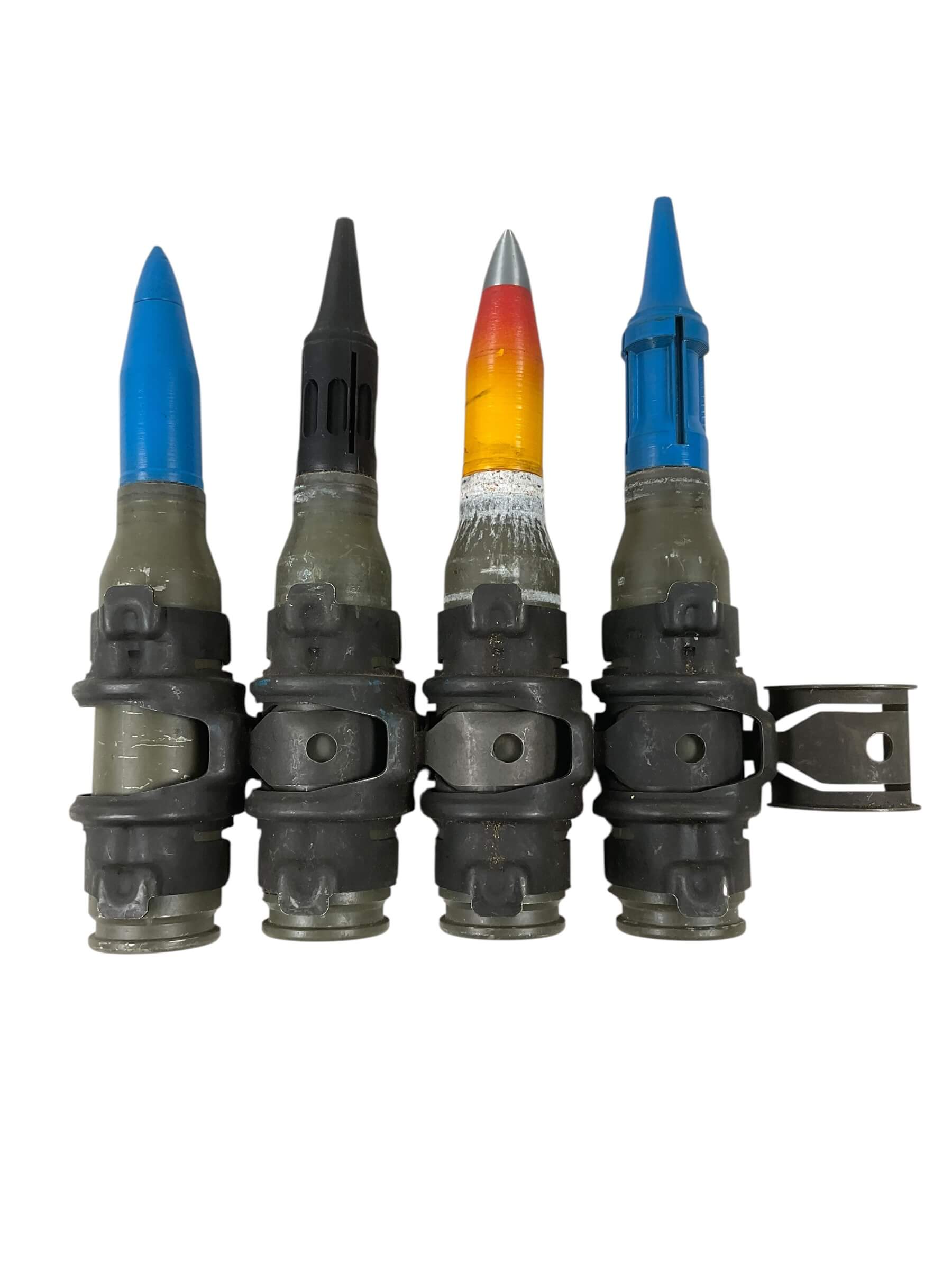 Canadian Forces 25mm LAV Rounds With 3D Printed Heads X 4 INERT Canadian Forces 25mm LAV Rounds With 3D Printed Heads X 4 INERT