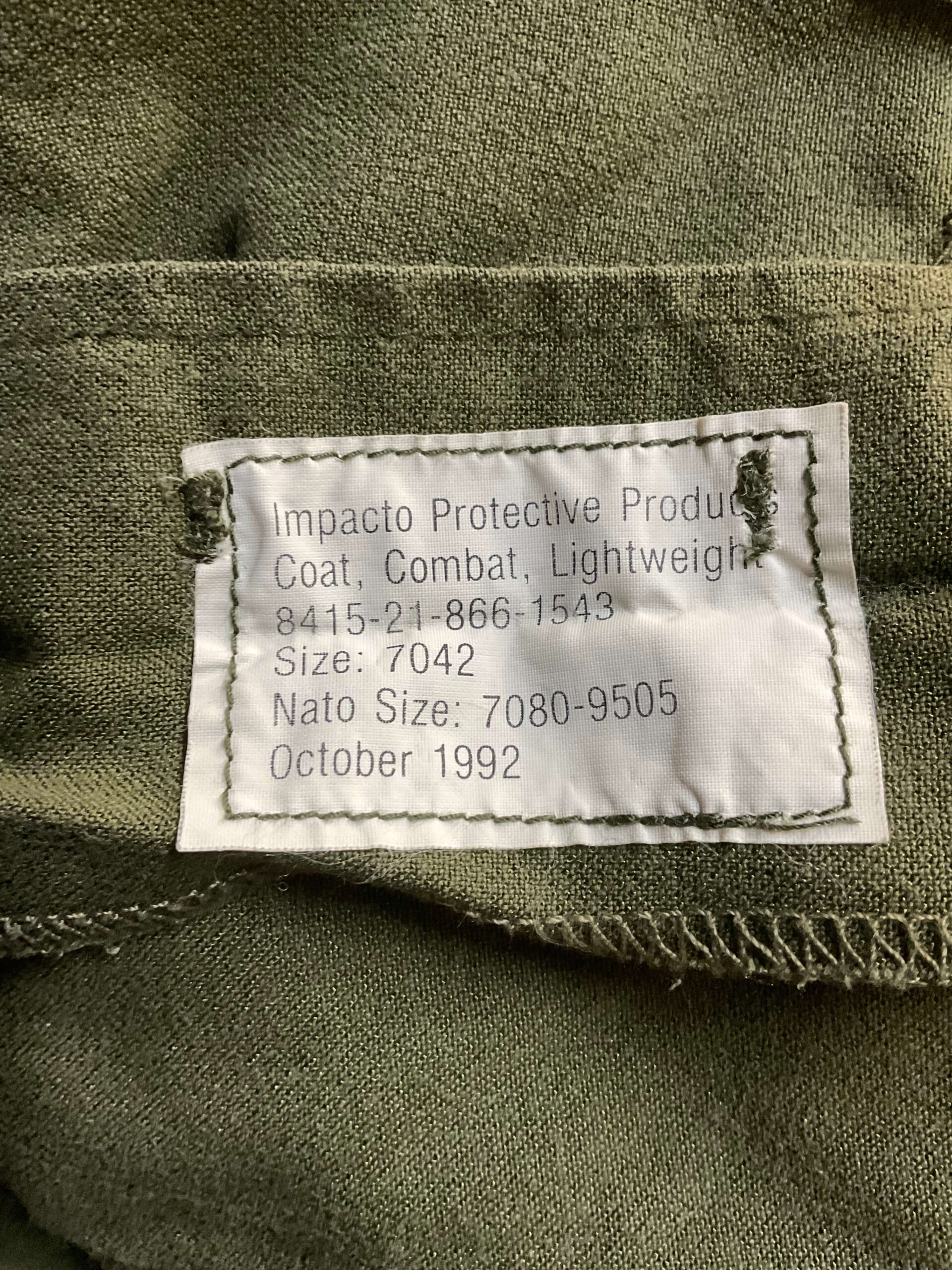Canadian Forces OD Green Combat Shirt Size 7042 Canadian Forces OD Green Combat Shirt Size 7042