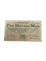 German 5 Million Mark Notgeld Emergency Money Banknote Dated 1923