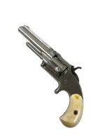 Smith and Wesson 1 1/2 5-Shot Revolver .32 Rimfire Nickeled Ivory Grips 2nd Model ANTIQUE NO PERMIT REQUIRED Smith and Wesson 1 1/2 5-Shot Revolver .32 Rimfire Nickeled Ivory Grips 2nd Model ANTIQUE NO PERMIT REQUIRED