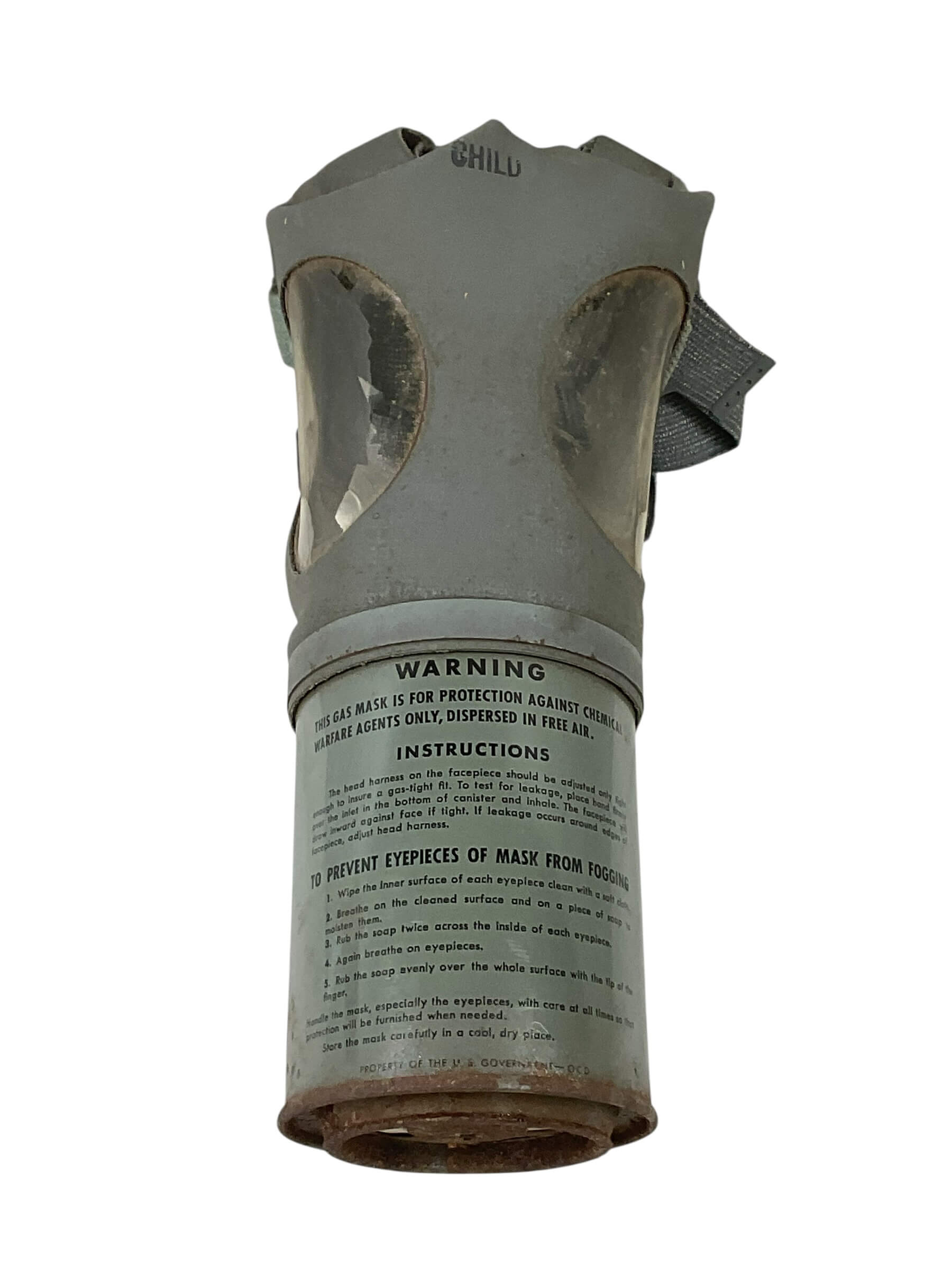 WW2 US Non-Combatant M1A2-1-1 Child Gas Mask In Carrying Bag WW2 US Non-Combatant M1A2-1-1 Child Gas Mask In Carrying Bag