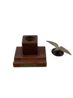 WW1 British RN H.M.S. Terrible Teak Inkwell
