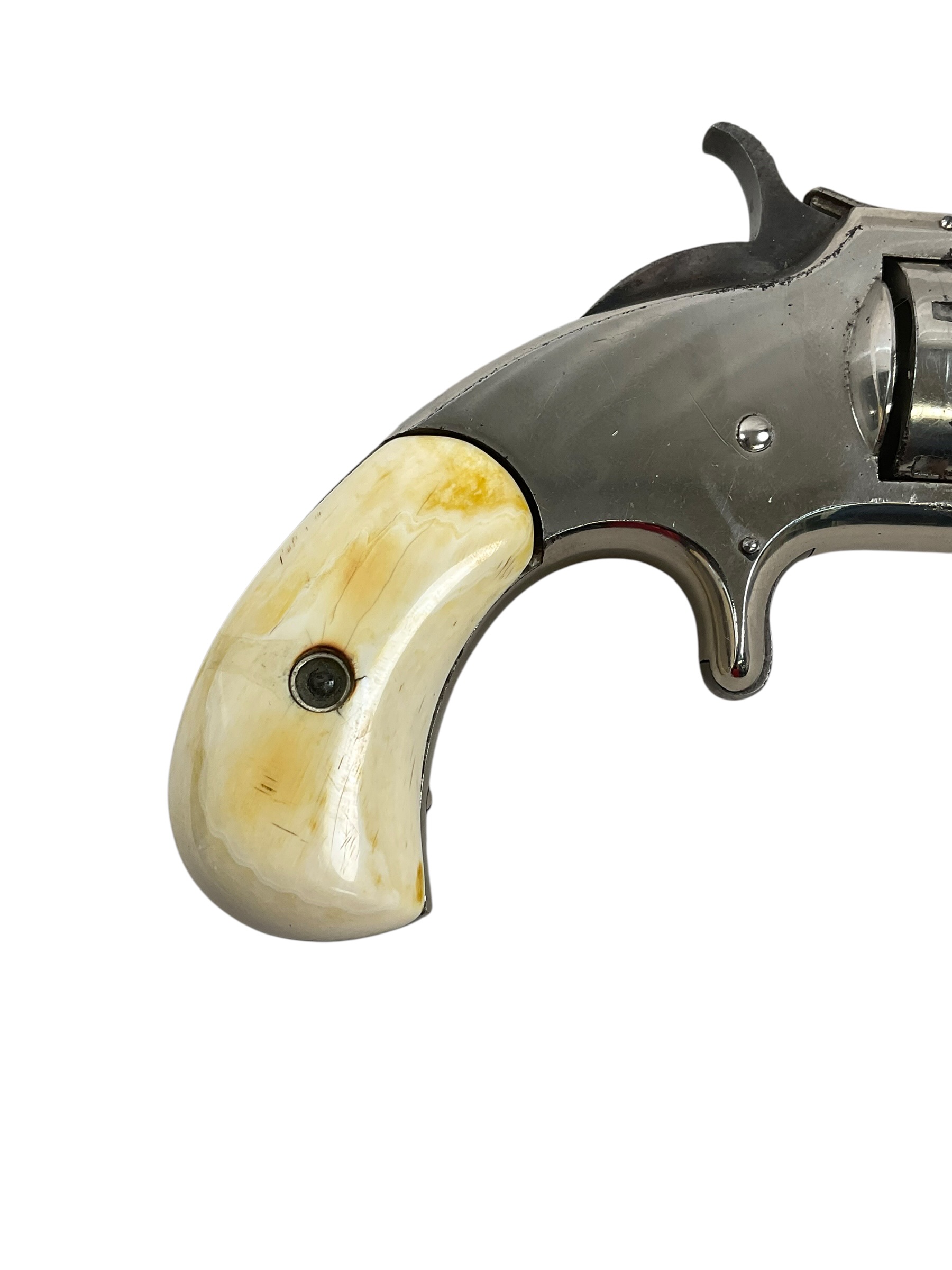 Smith and Wesson 1 1/2 5-Shot Revolver .32 Rimfire Nickeled Ivory Grips 2nd Model ANTIQUE NO PERMIT REQUIRED Smith and Wesson 1 1/2 5-Shot Revolver .32 Rimfire Nickeled Ivory Grips 2nd Model ANTIQUE NO PERMIT REQUIRED