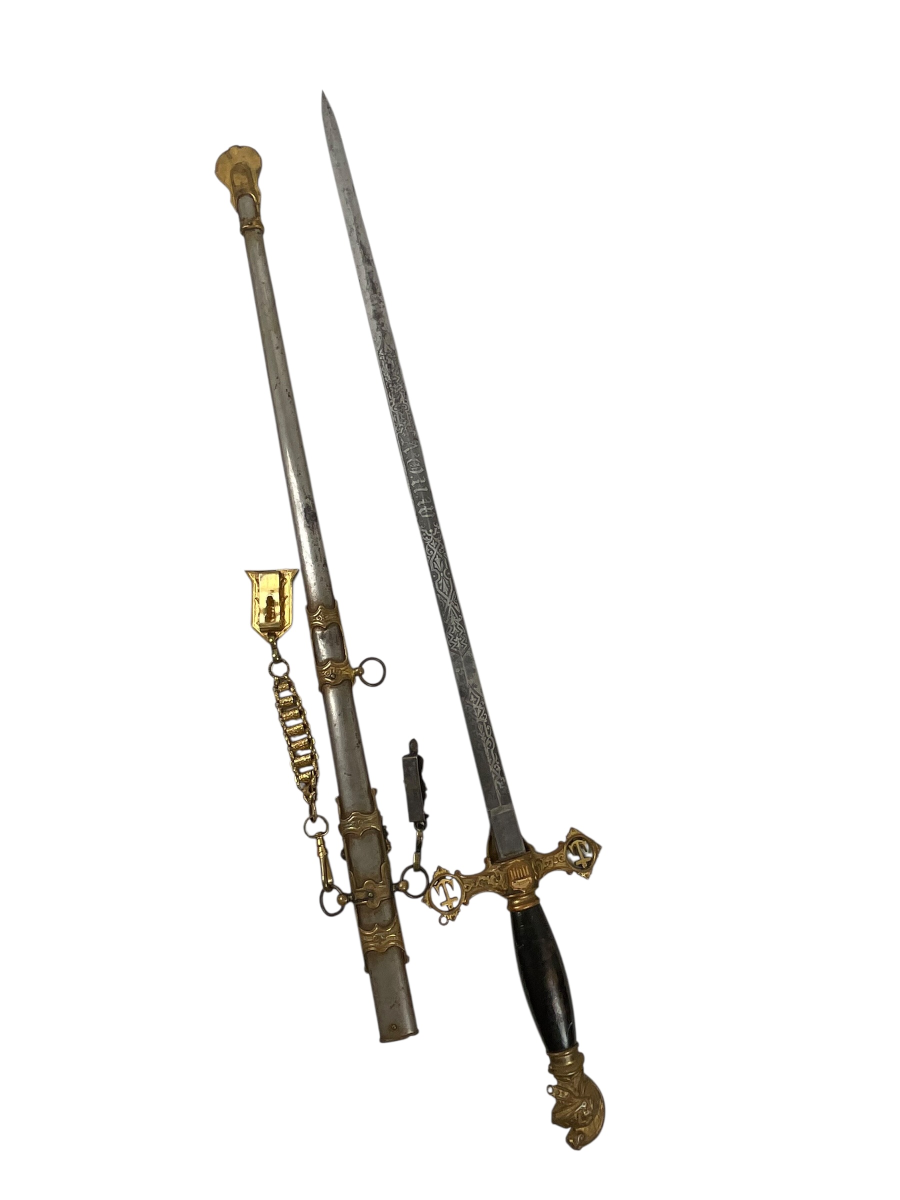 US Masonic Ancient Order of United Workmen Sword With Scabbard US Masonic Ancient Order of United Workmen Sword With Scabbard
