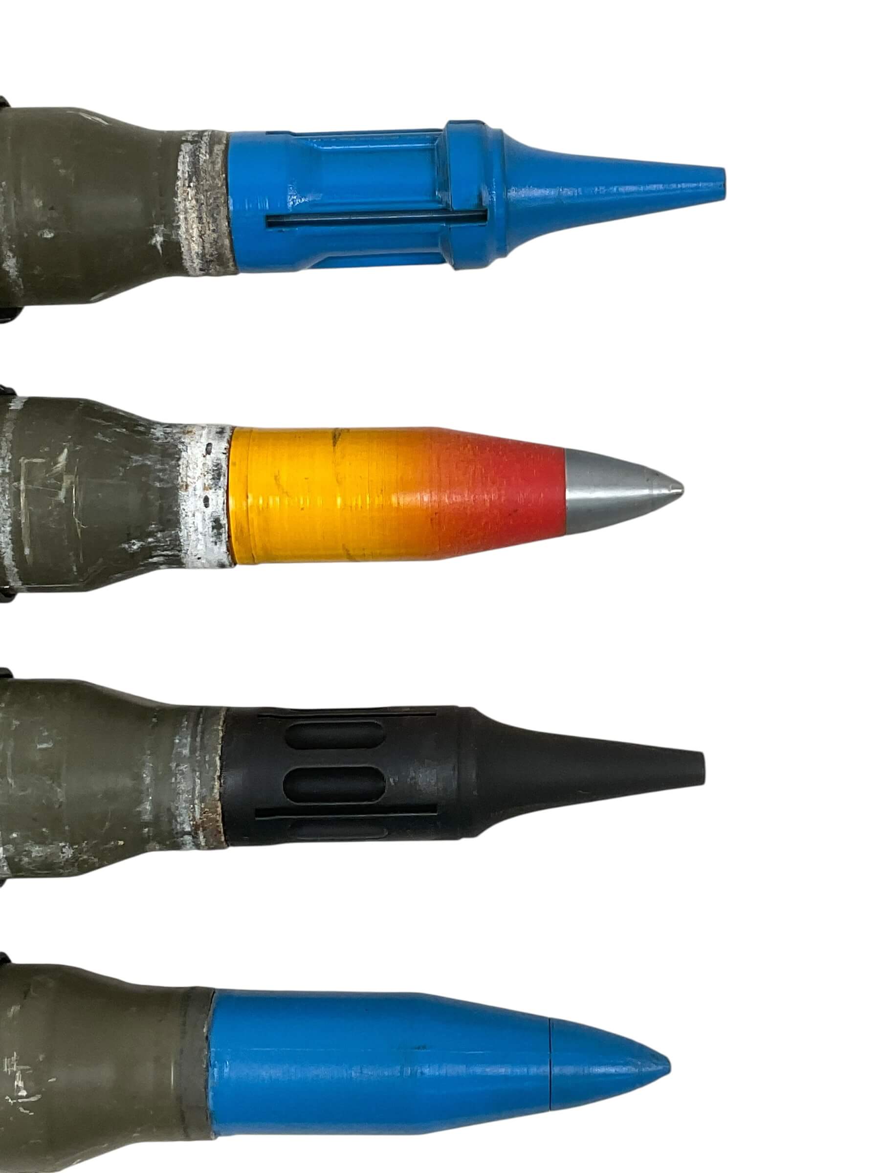 Canadian Forces 25mm LAV Rounds With 3D Printed Heads X 4 INERT Canadian Forces 25mm LAV Rounds With 3D Printed Heads X 4 INERT