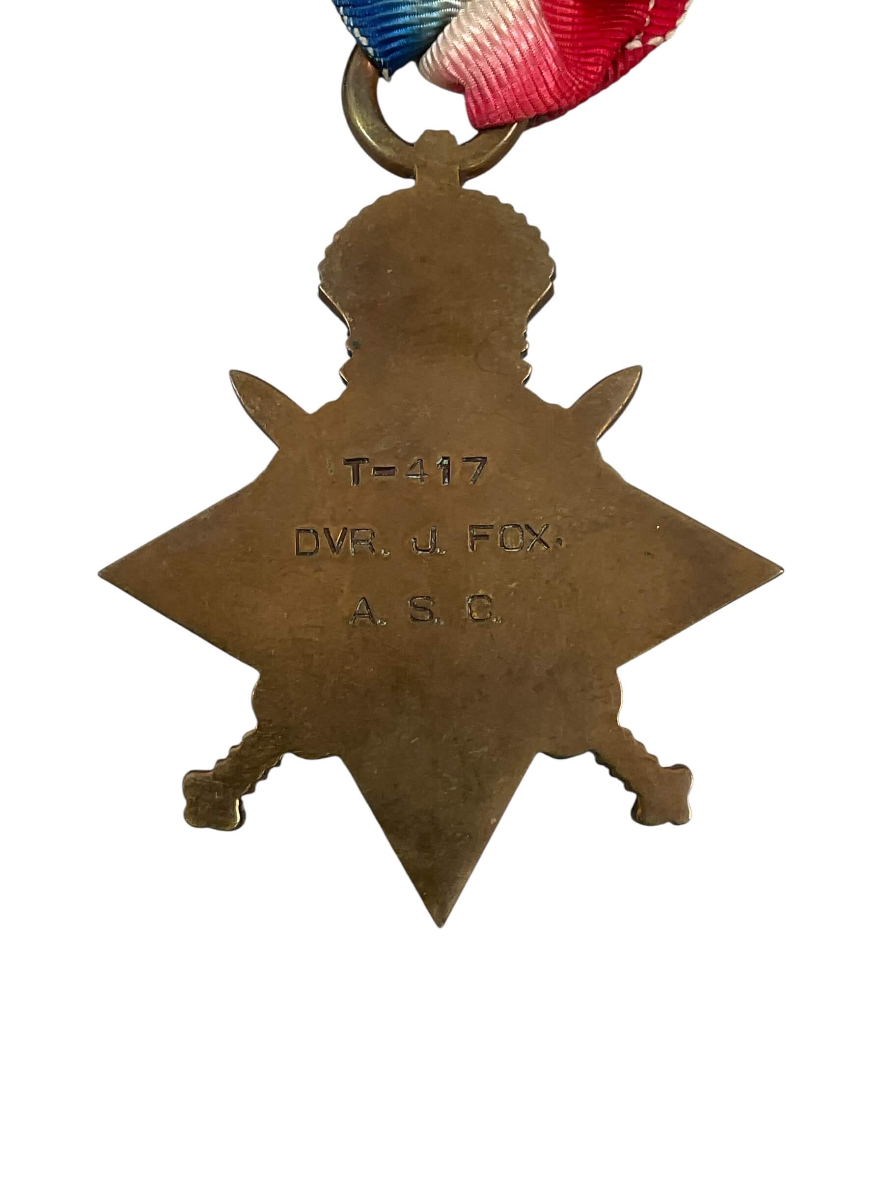 WW1 British BEF 1914-1915 Trio Named T-417 DVR J. Fox Army Service Corps WW1 British BEF 1914-1915 Trio Named T-417 DVR J. Fox Army Service Corps