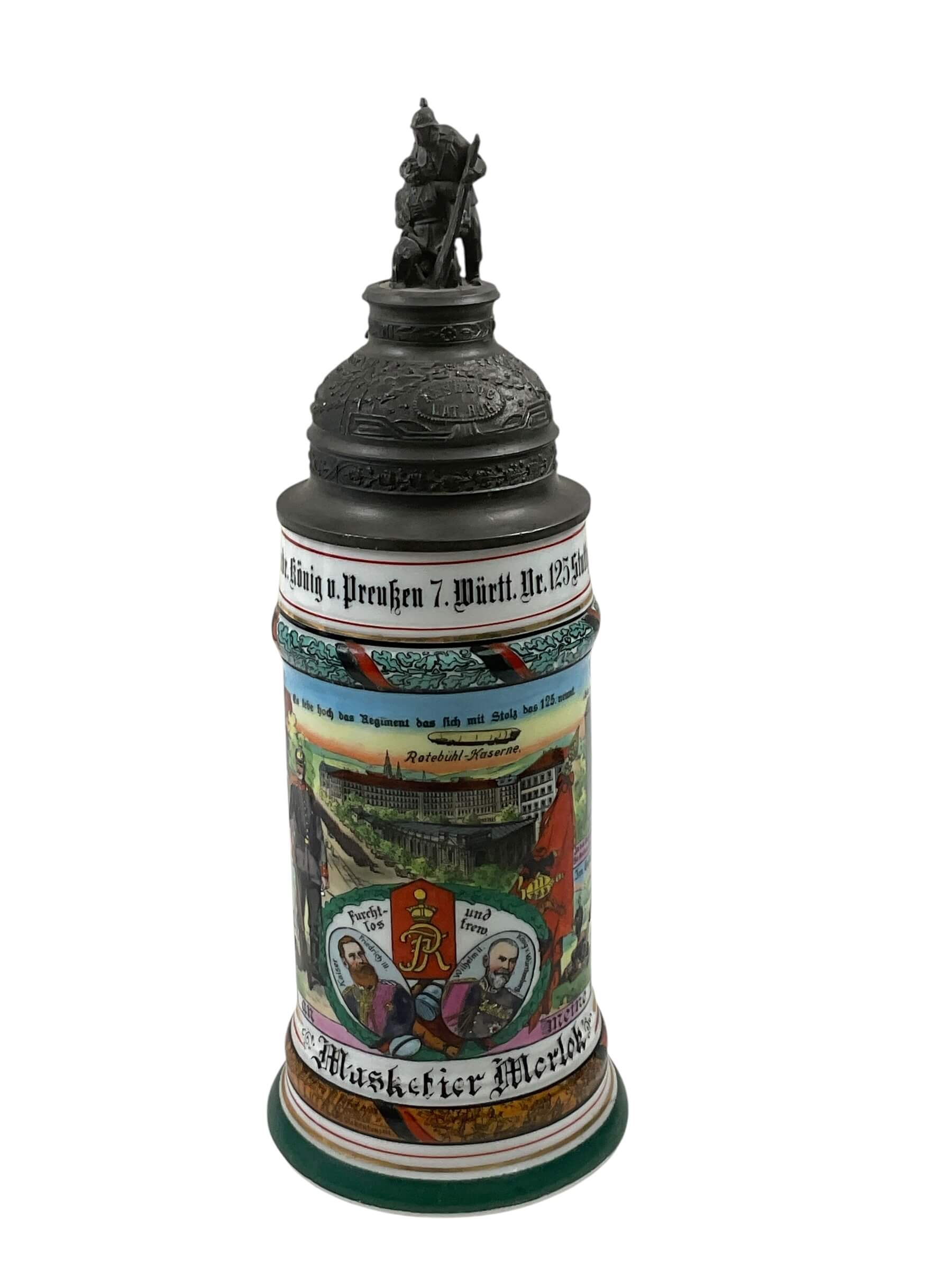 WW1 Imperial German 7th Wurttemberg Beer Stein WW1 Imperial German 7th Wurttemberg Beer Stein