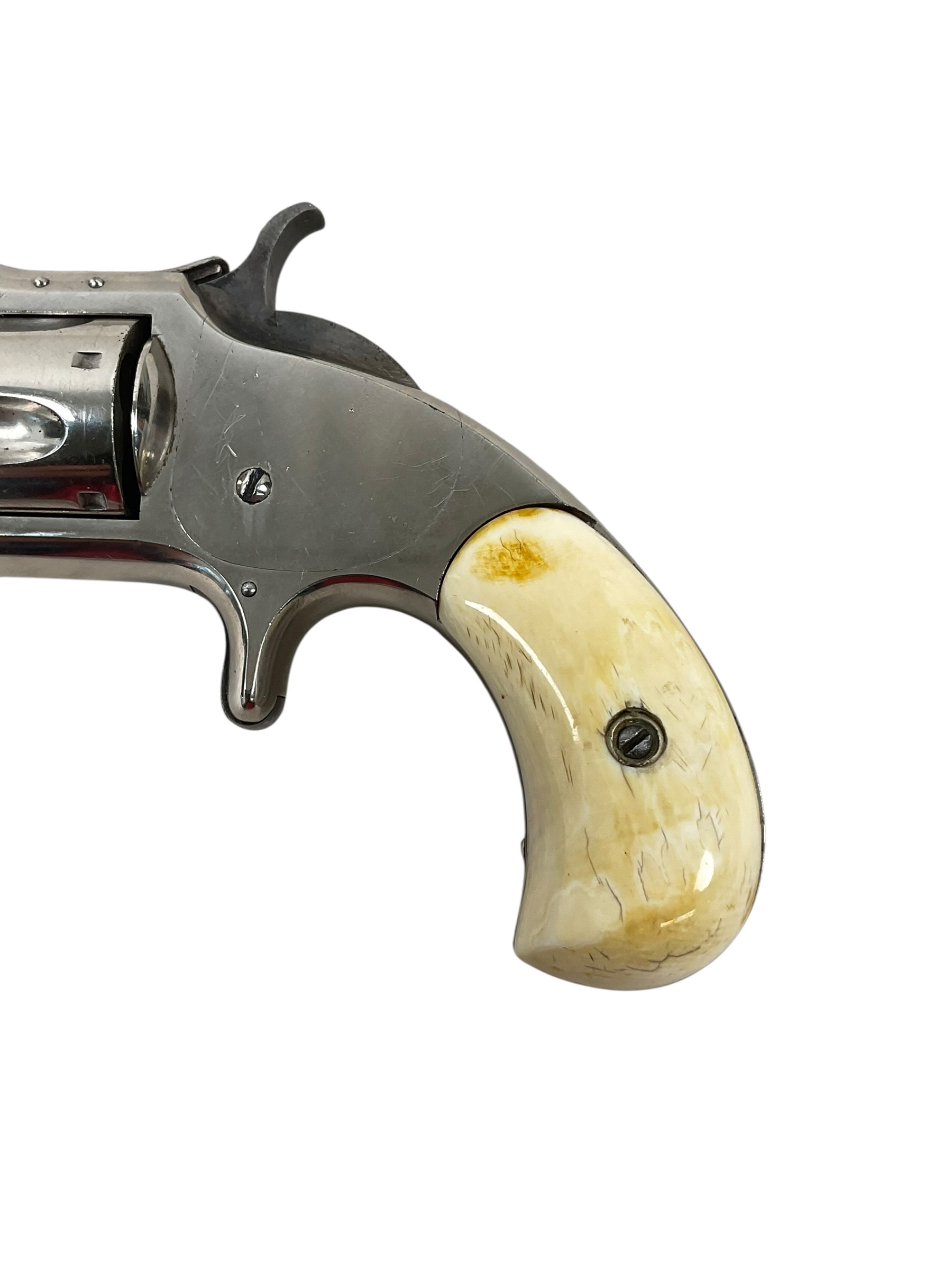 Smith and Wesson 1 1/2 5-Shot Revolver .32 Rimfire Nickeled Ivory Grips 2nd Model ANTIQUE NO PERMIT REQUIRED Smith and Wesson 1 1/2 5-Shot Revolver .32 Rimfire Nickeled Ivory Grips 2nd Model ANTIQUE NO PERMIT REQUIRED