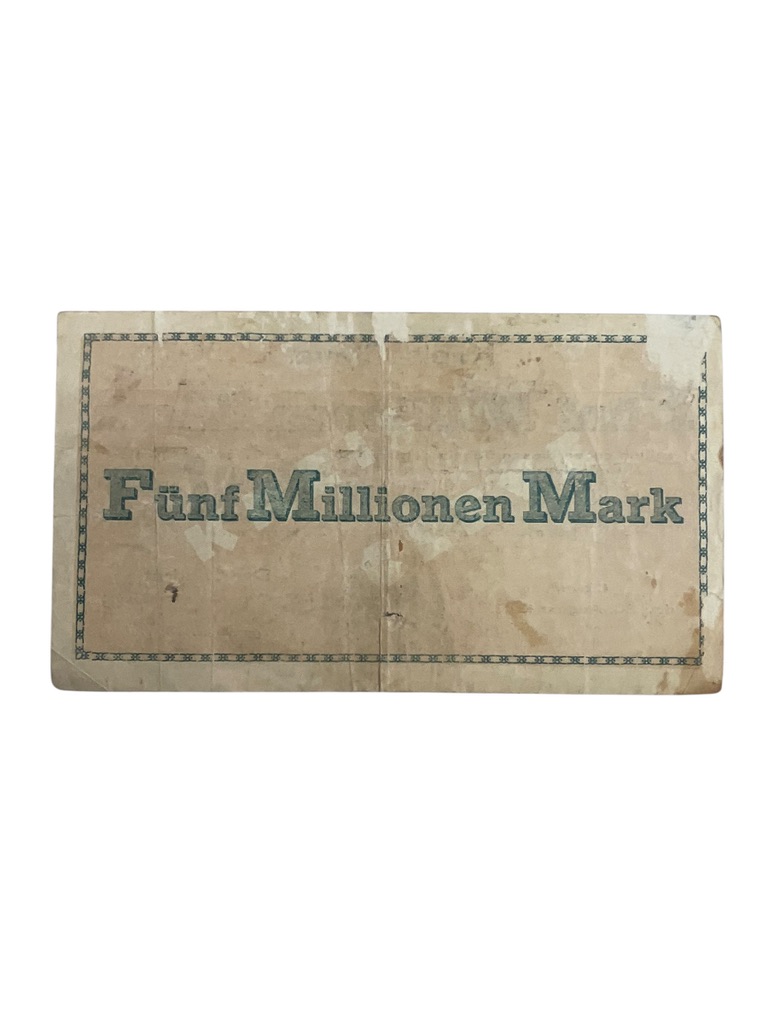 German 5 Million Mark Notgeld Emergency Money Banknote Dated 1923 German 5 Million Mark Notgeld Emergency Money Banknote Dated 1923