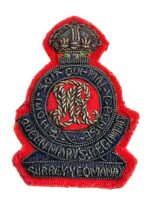 WW2 British Queen Mary's Regiment Surrey Yeomanry Officers Bullion Wire Cap Badge