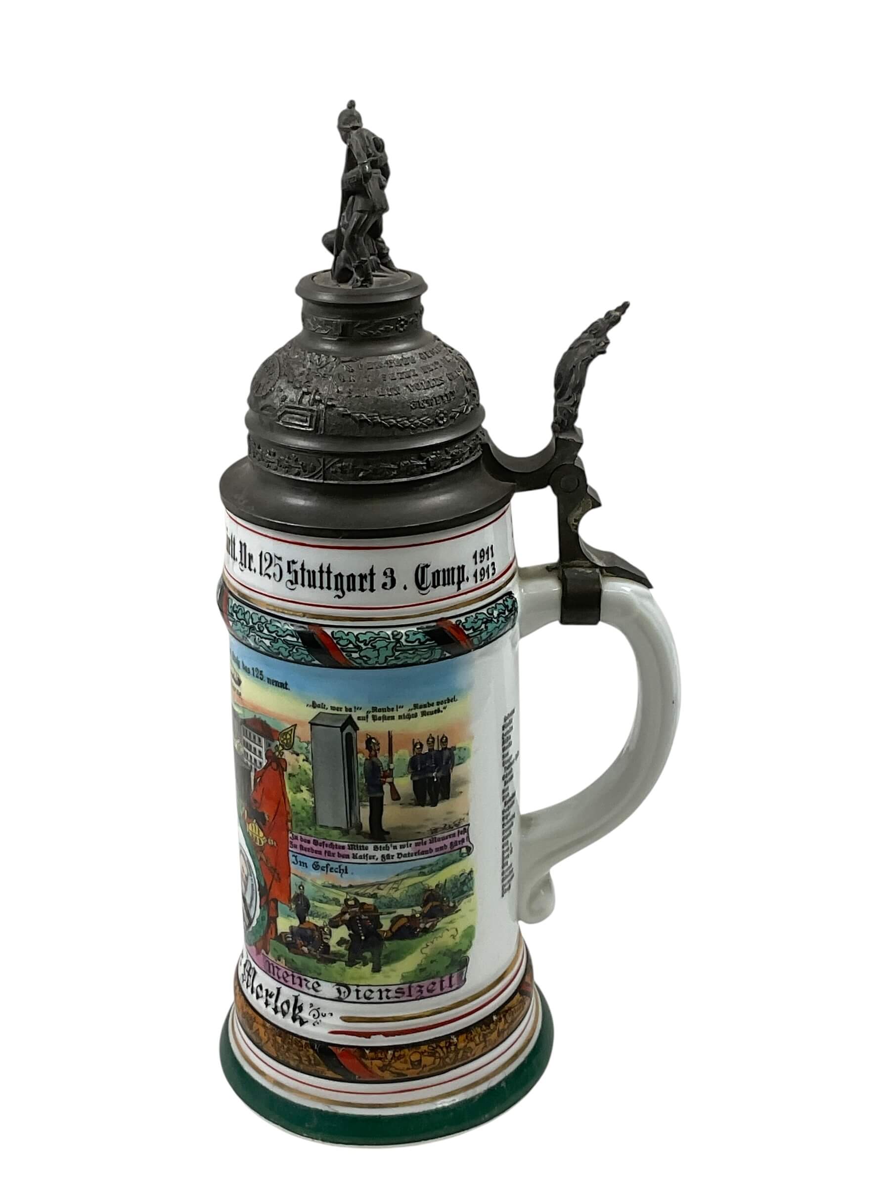 WW1 Imperial German 7th Wurttemberg Beer Stein WW1 Imperial German 7th Wurttemberg Beer Stein